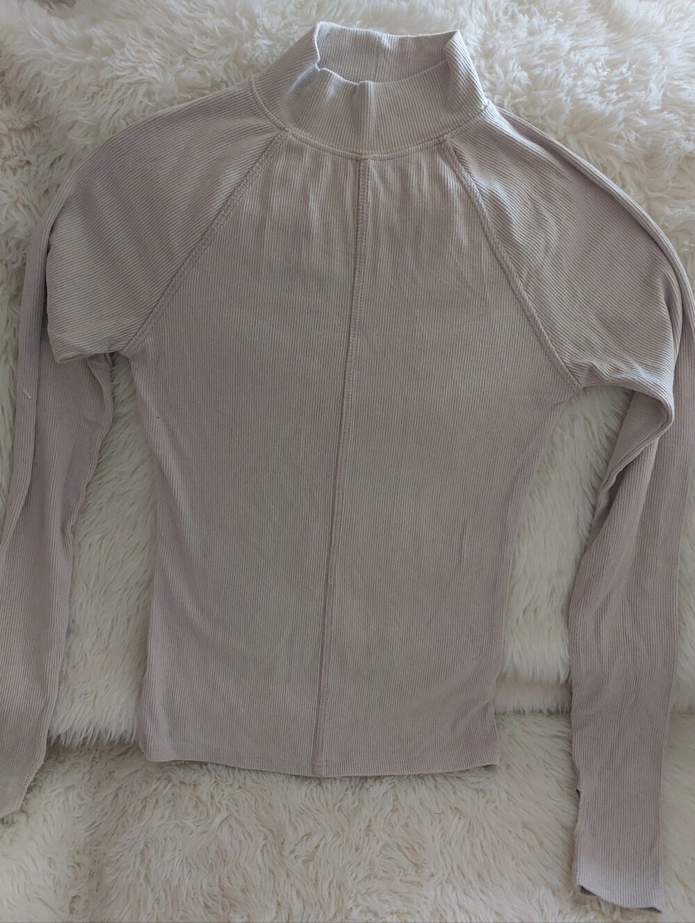 Joah Brown Ribbed Mock Neck Long-Sleeve Top S/M - Picture 4 of 6